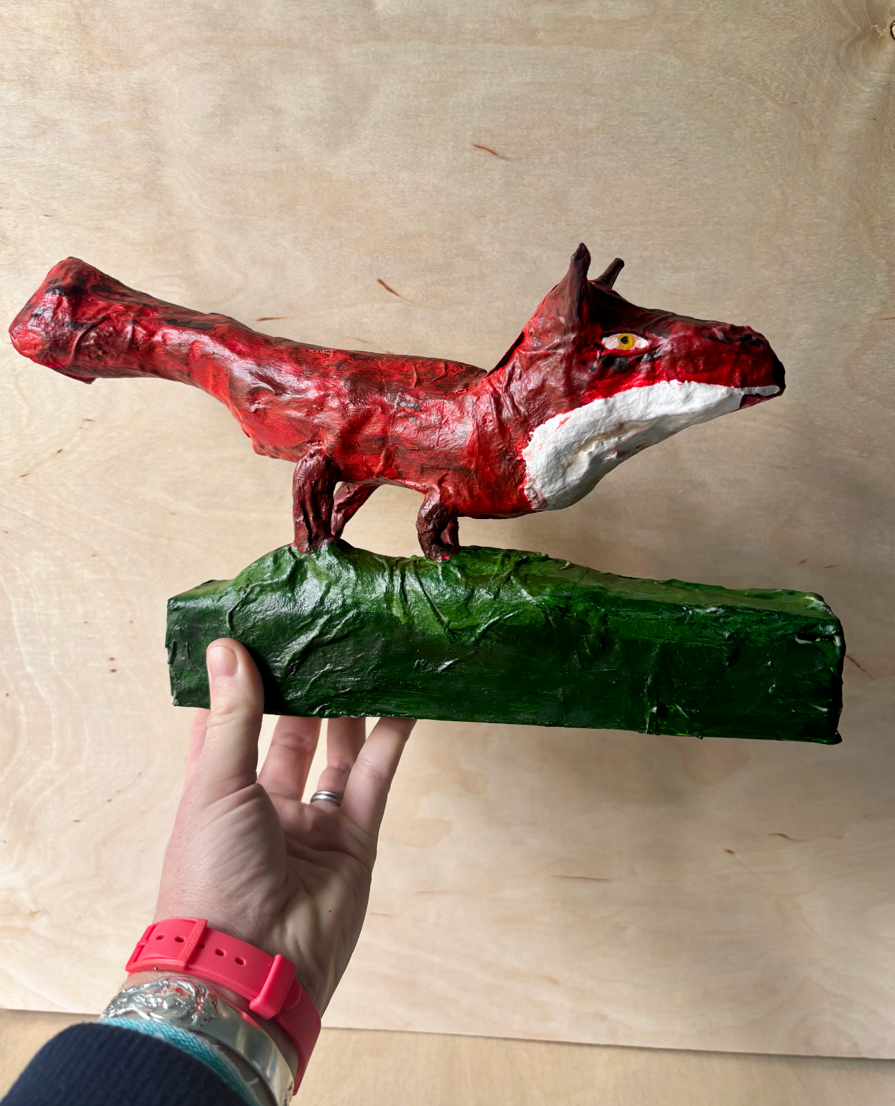 Fox statue 2, paper mache