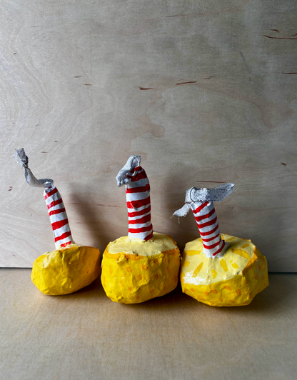 Lemon Stick paper mache ornament