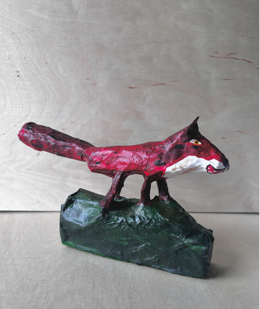 Fox statue, paper mache