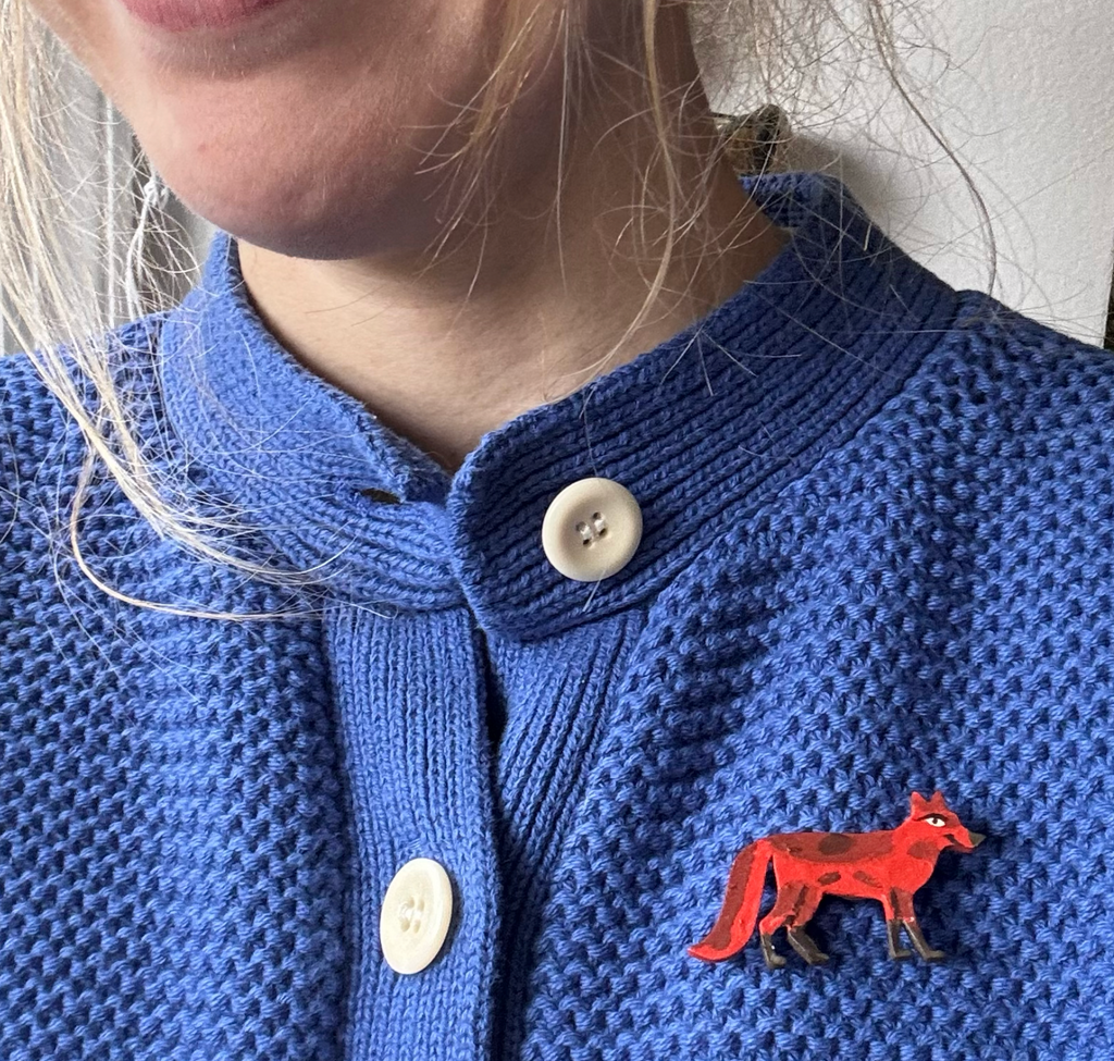 Fox pin, hand painted