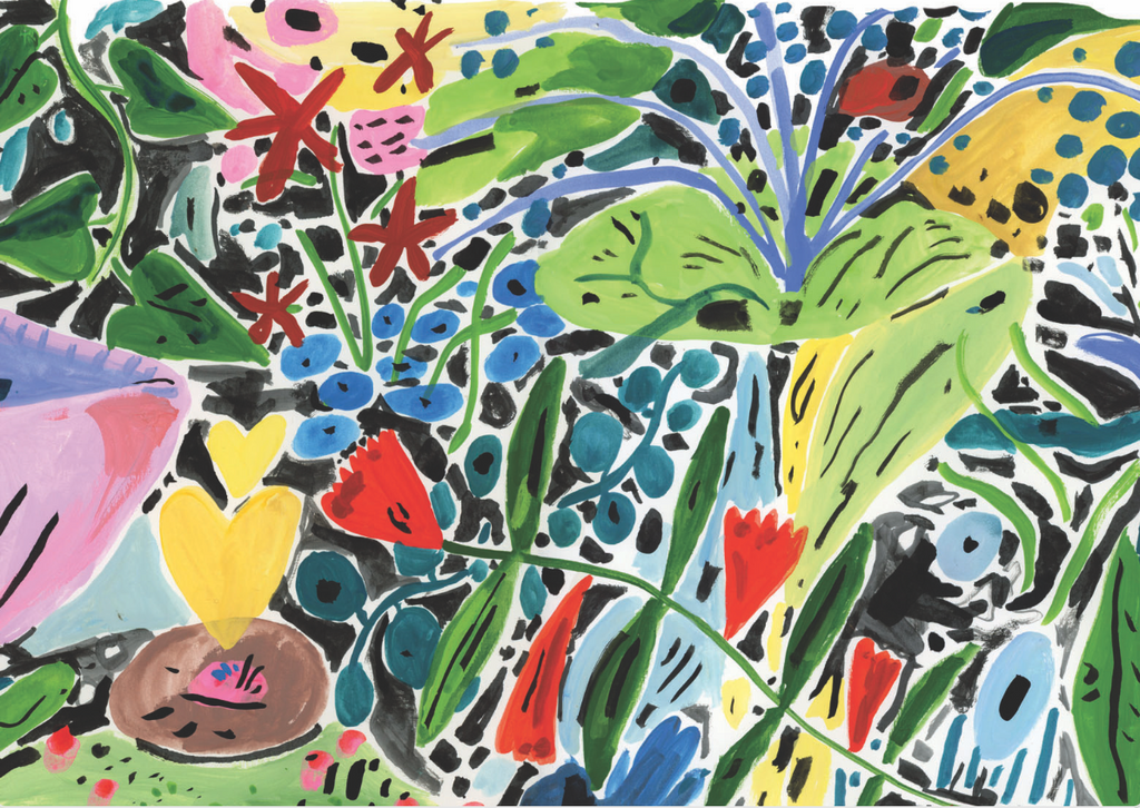 Abstract flowers notecard