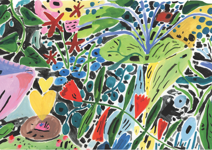Abstract flowers notecard