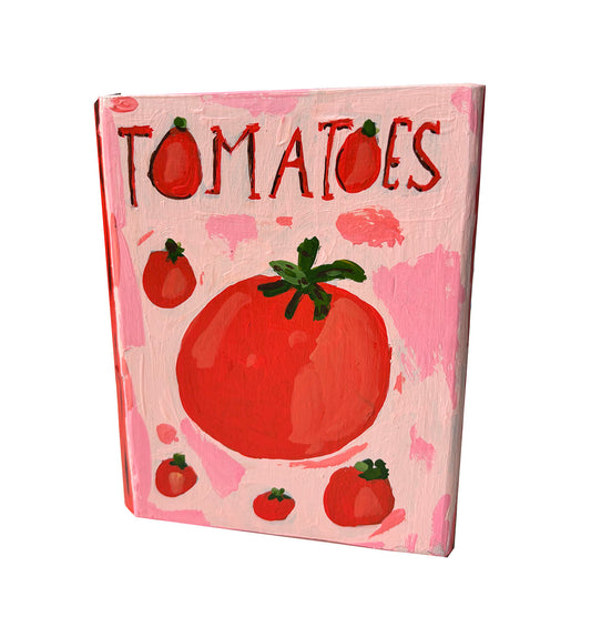 Tomatoes book painting on wood