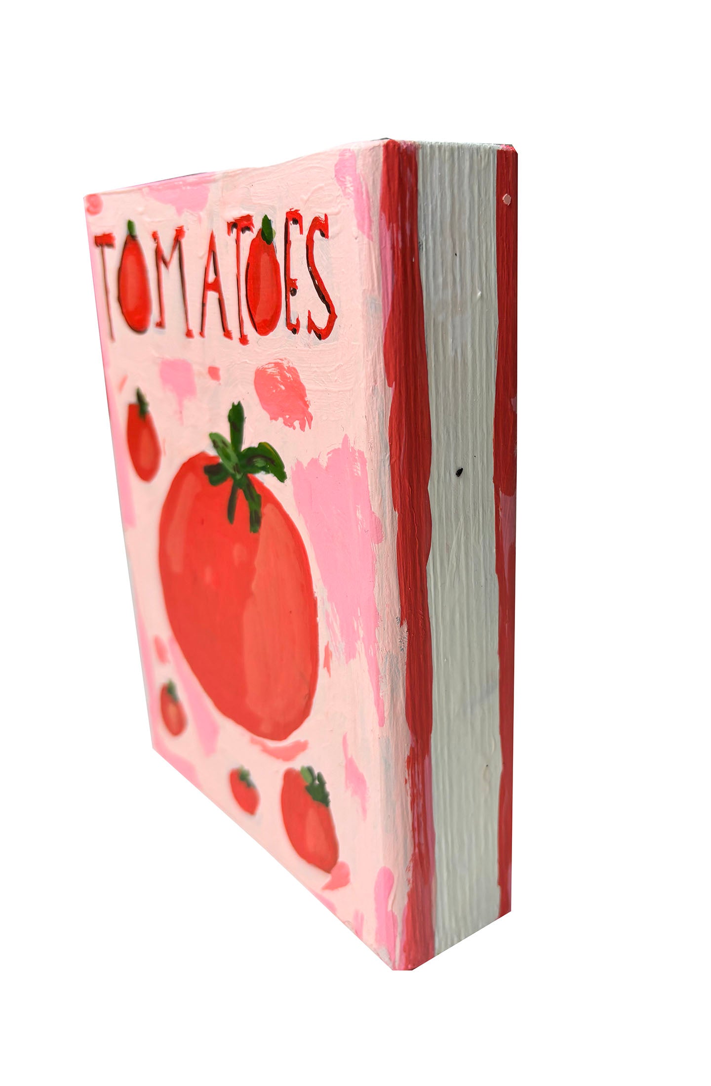 Tomatoes book painting on wood