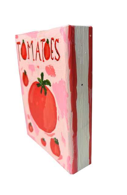 Tomatoes book painting on wood