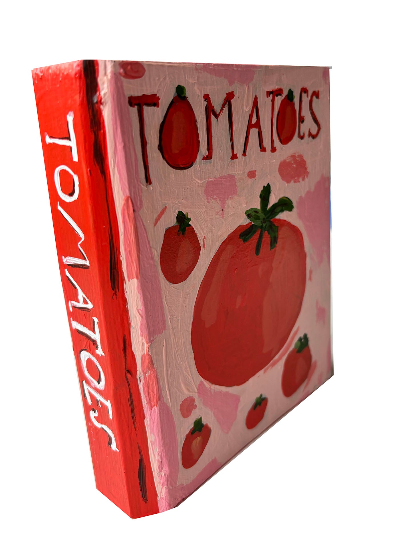 Tomatoes book painting on wood