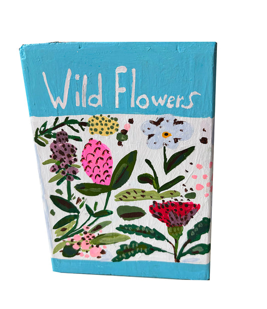 Wild Flowers book painting on wood
