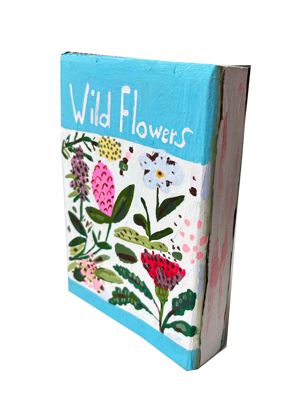 Wild Flowers book painting on wood