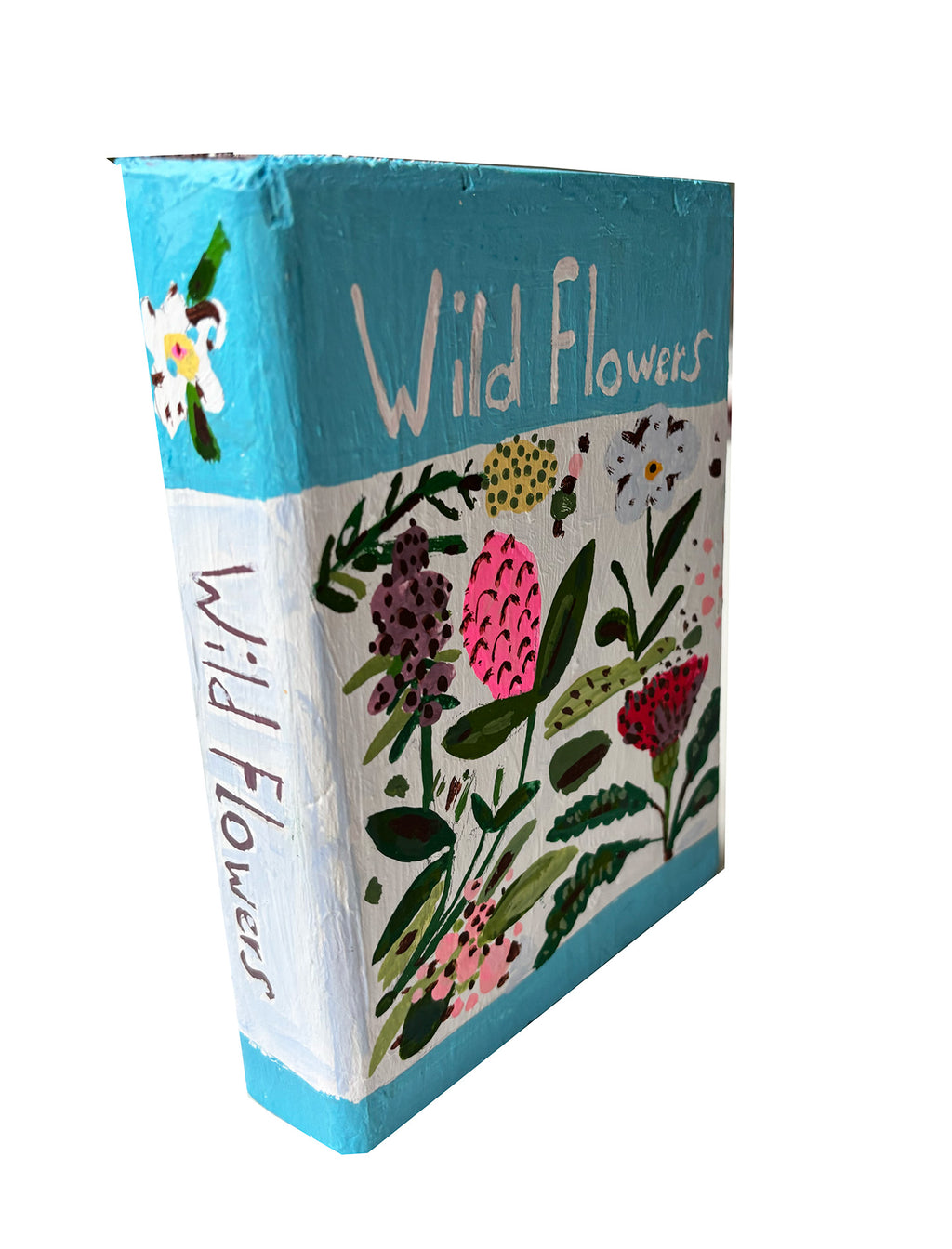 Wild Flowers book painting on wood