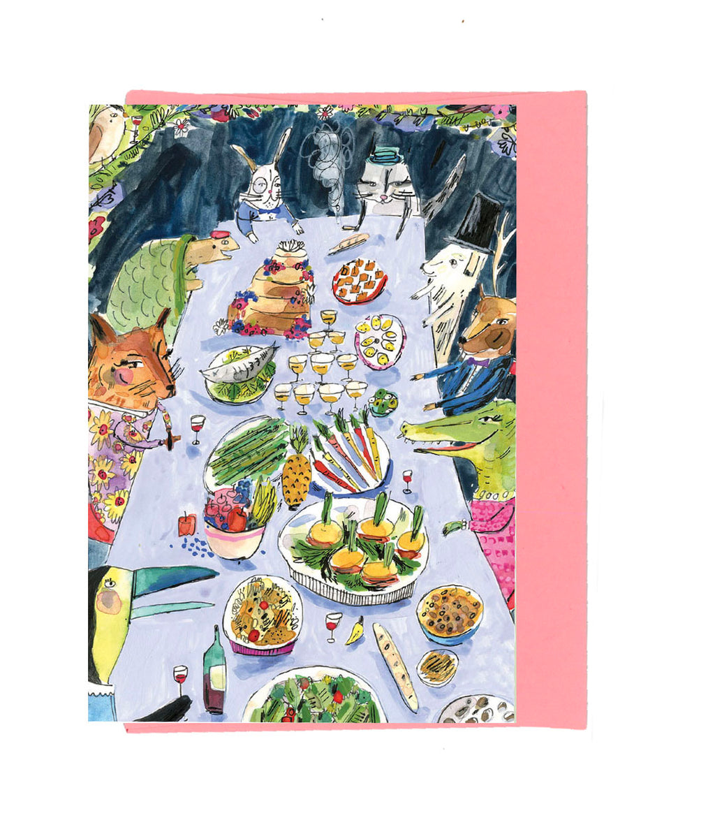 Animal Dinner Party Notecard