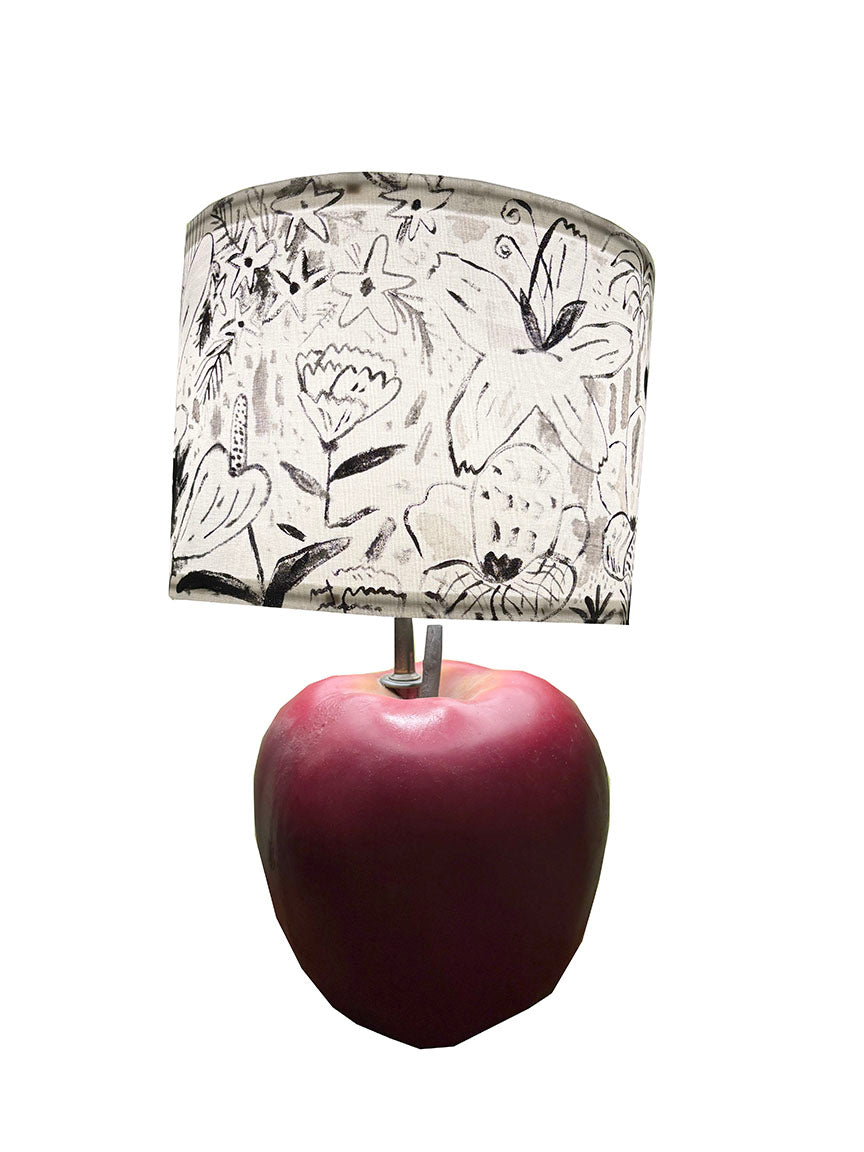 Hand painted lamp shade, black and white line garden