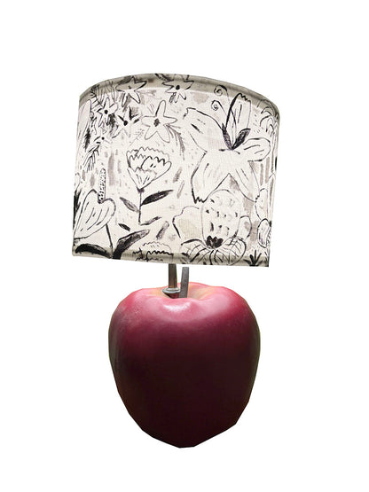 Hand painted lamp shade, black and white line garden