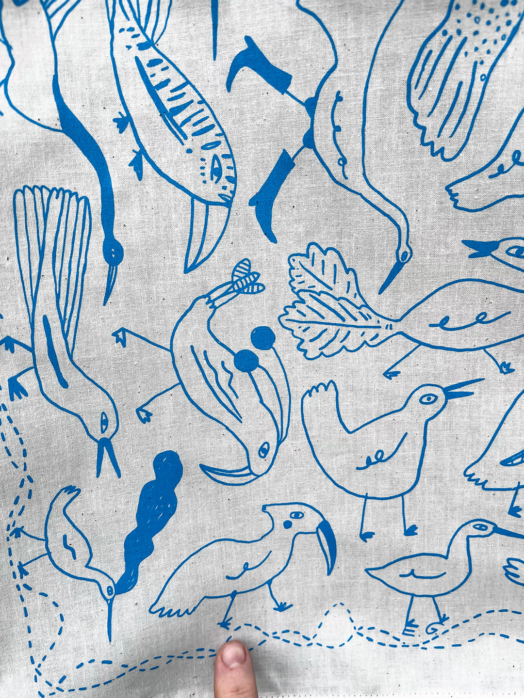 Bird Bandana, screen printed cotton scarf