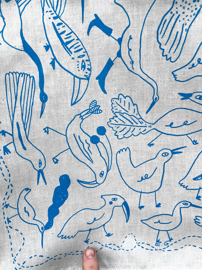 Bird Bandana, screen printed cotton scarf
