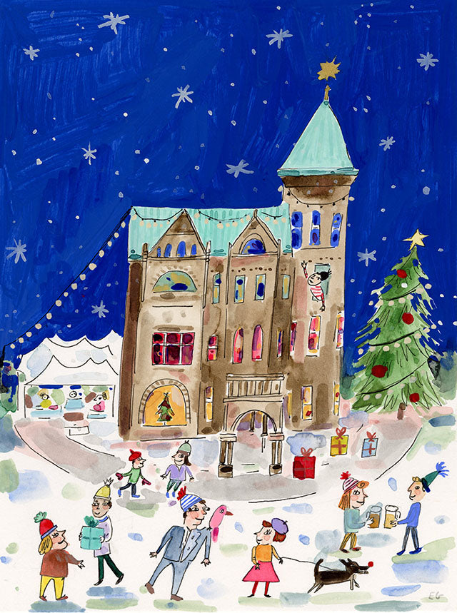 Christmas Market, framed painting on paper