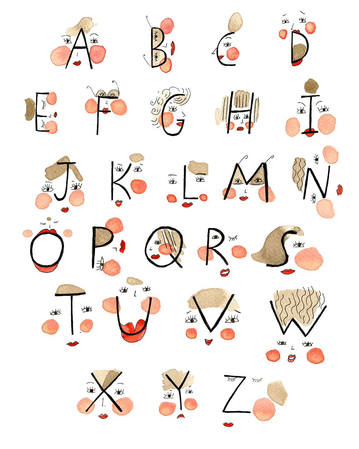 Face Alphabet, Framed Poster