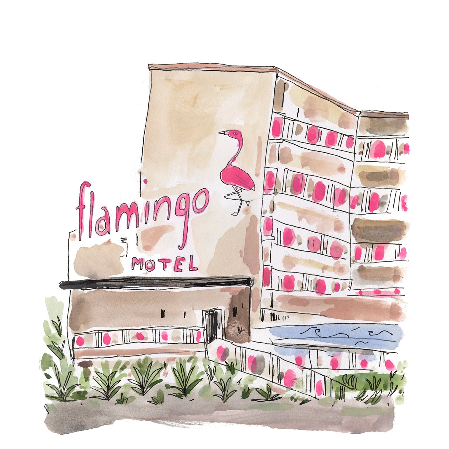 Flamingo Motel Print