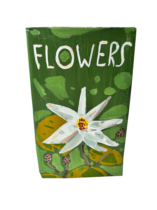 Flowers Book painting on wood