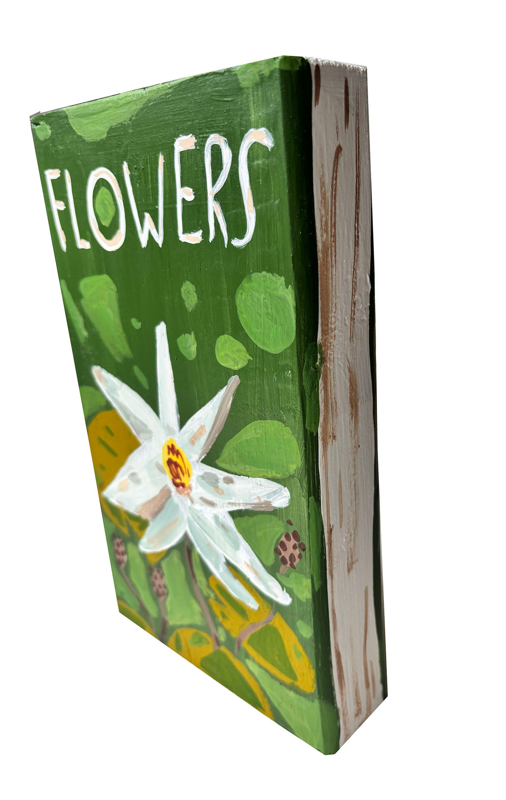 Flowers Book painting on wood