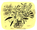 Ink flowers on pastel painted paper