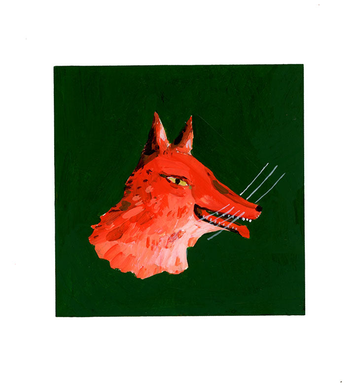 Fox  head, painting on board