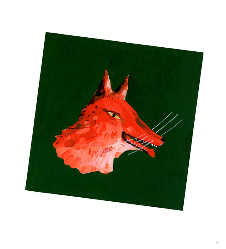 Fox  head, painting on board