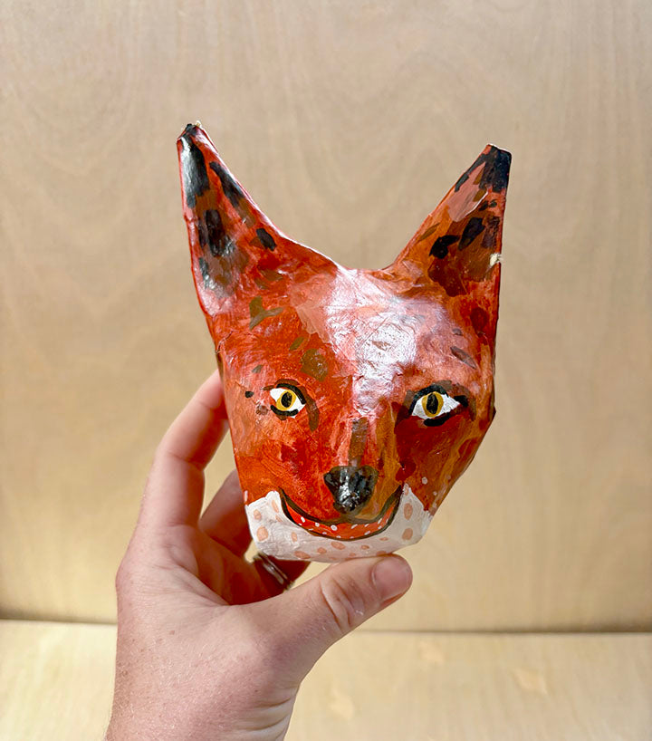 Fox head, paper mache