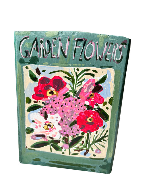 Garden Flowers painting on wood