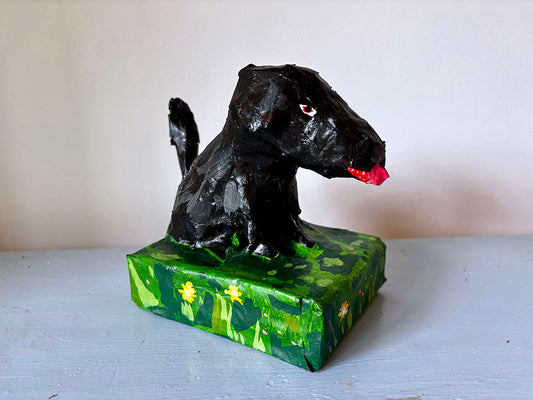 Paper mache dog, custom