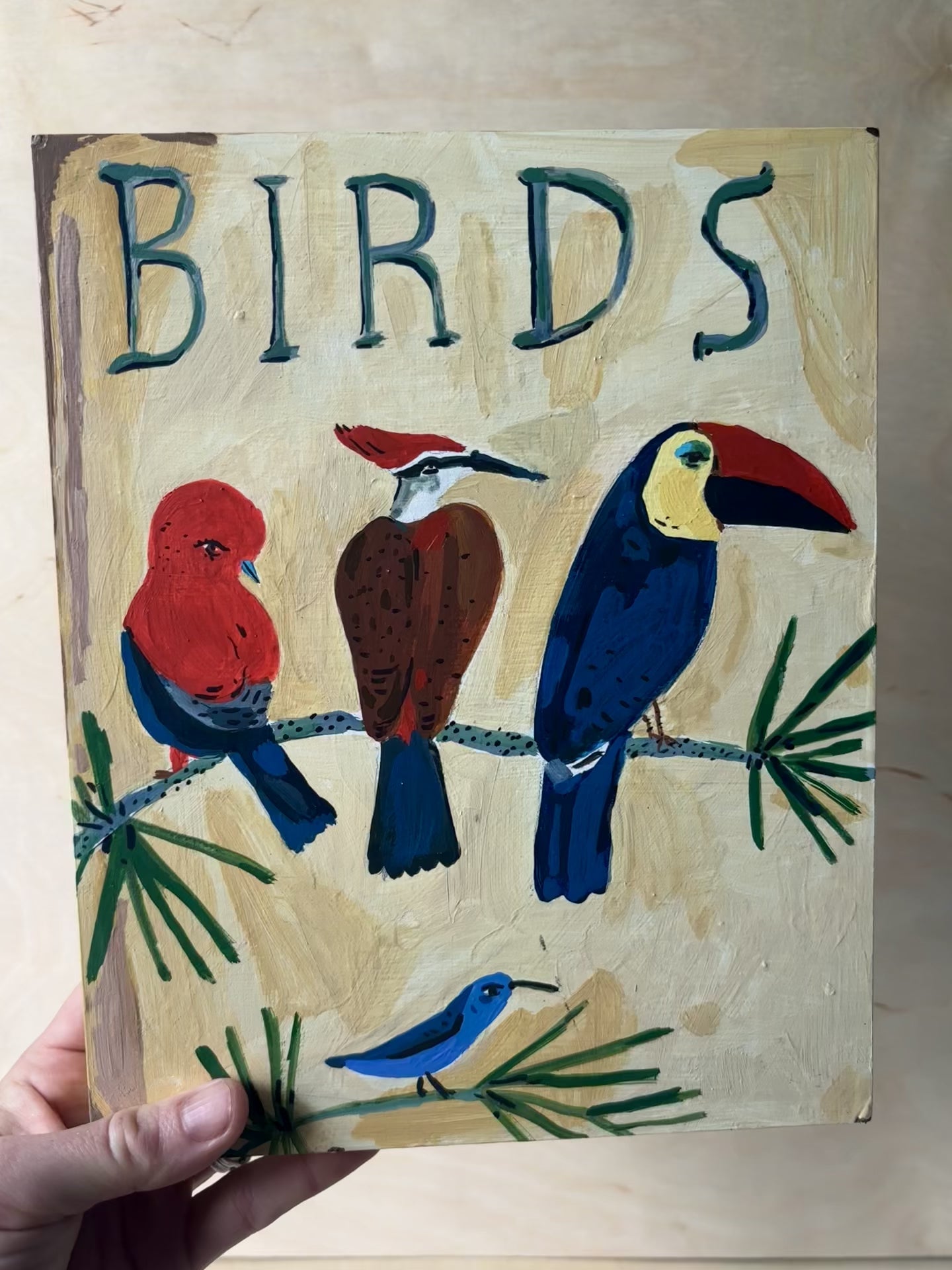 Birds book, painting on paper