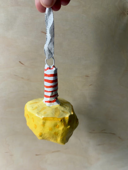 Lemon Stick paper mache ornament