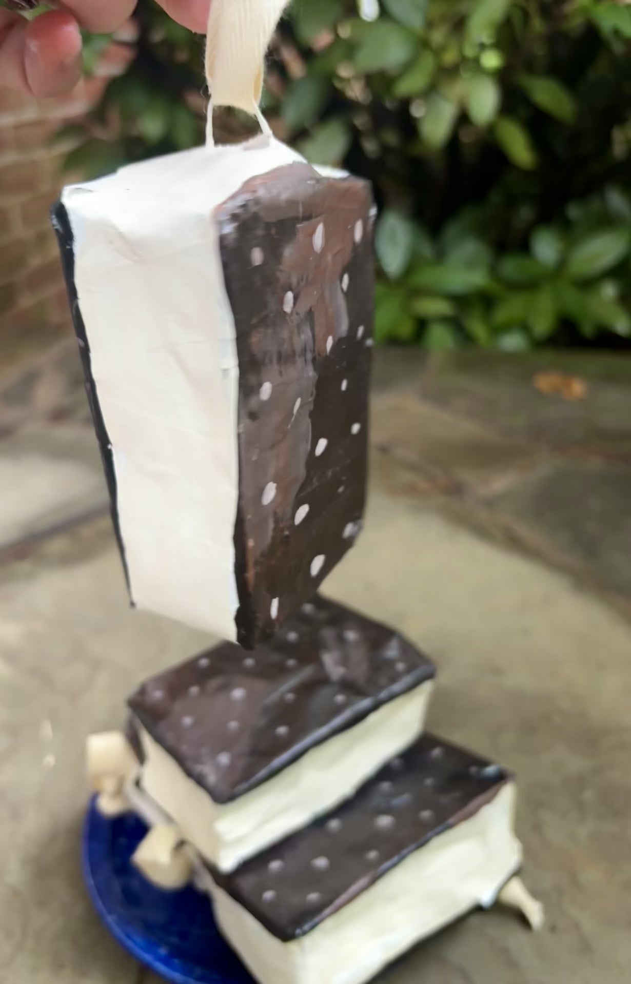 Ice Cream Sandwich, paper mache ornament