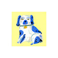 Staffordshire dog statues, blue and yellow