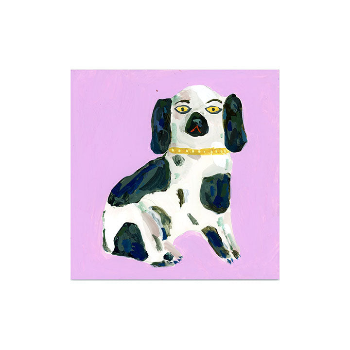 Staffordshire dog statues, navy and lilac