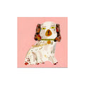Staffordshire dog statues, coral pink and brown