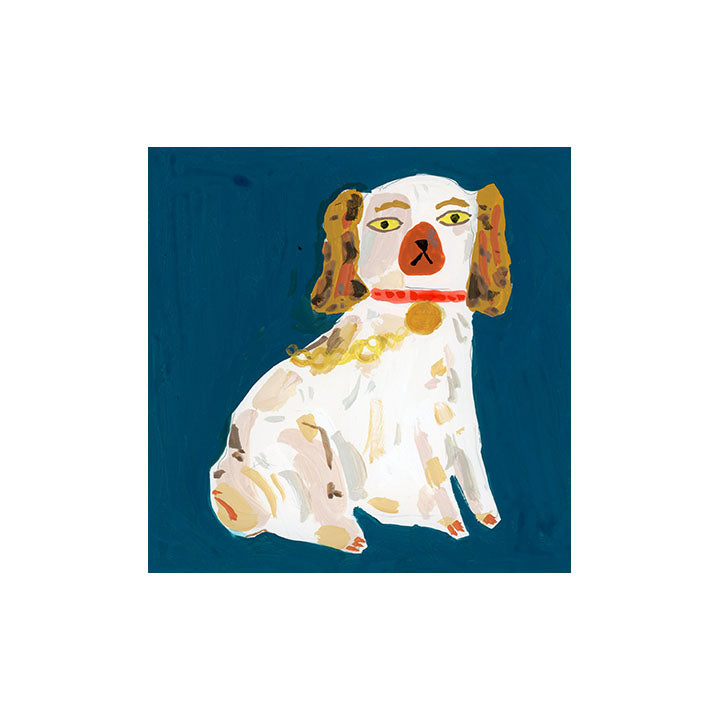 Staffordshire dog statues, turquoise and brown