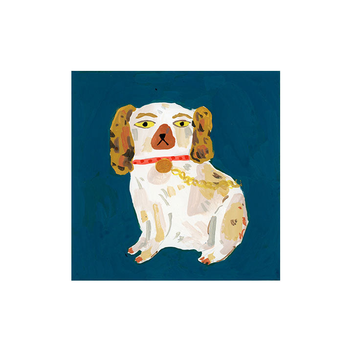 Staffordshire dog statues, turquoise and brown