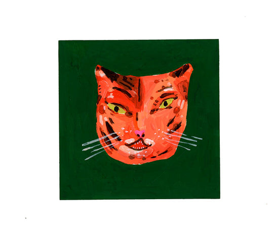 Tiger head, painting on board