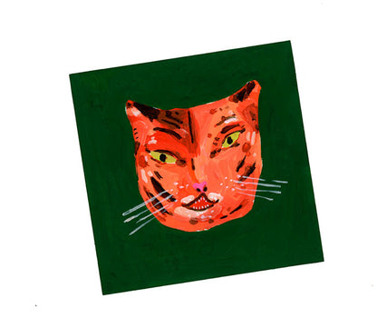 Tiger head, painting on board
