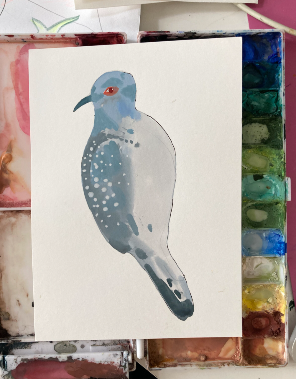 Diamond Dove, painting on paper