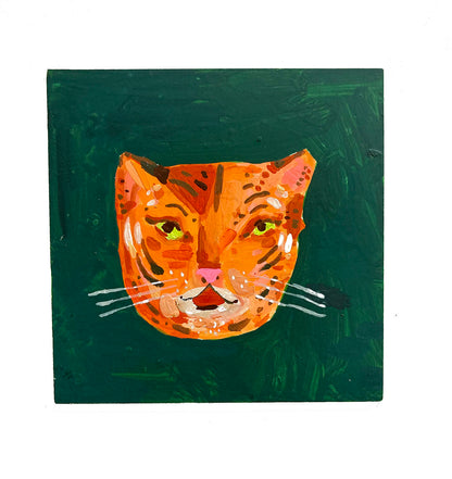 Tiger head, painting on board