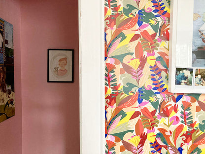 Tropical Birds + Plants Wallpaper.