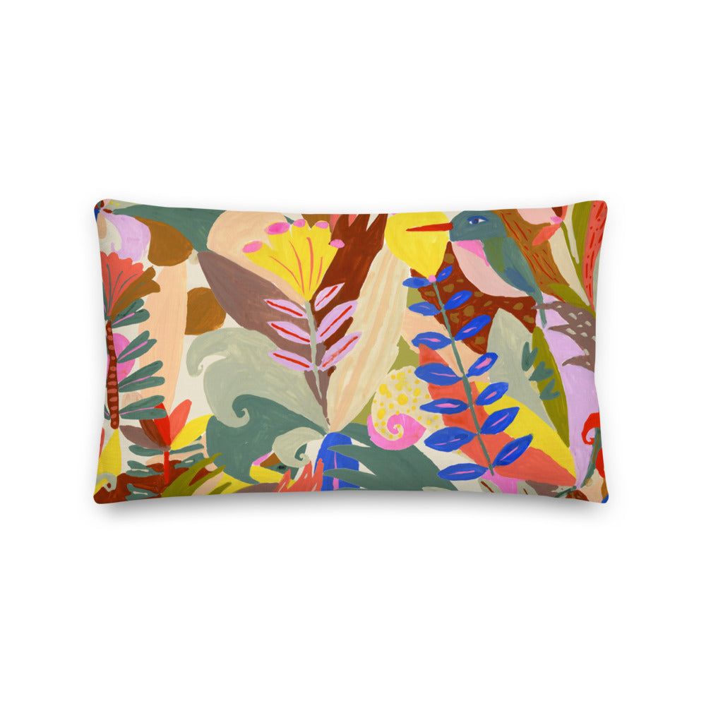 Tropical Birds + Plants Pillow