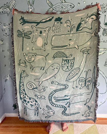Animals Woven Blanket
