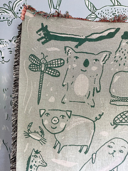 Animals Woven Blanket