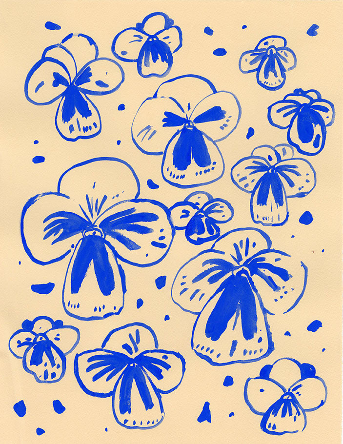 Pansy flower painting on paper.