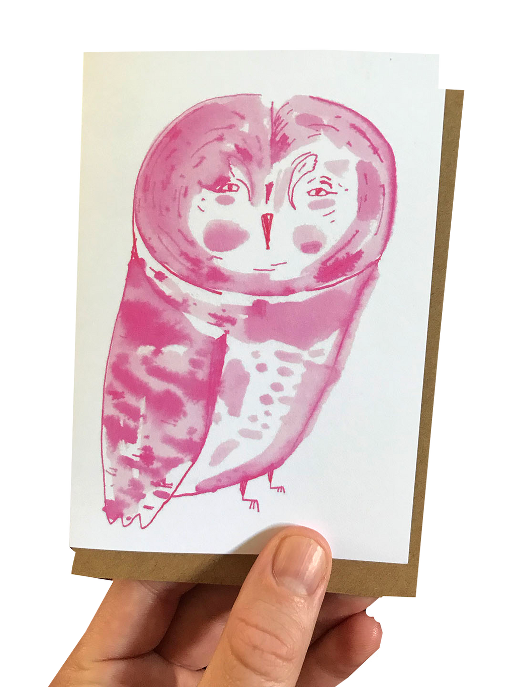 Pink Owl Notecard.