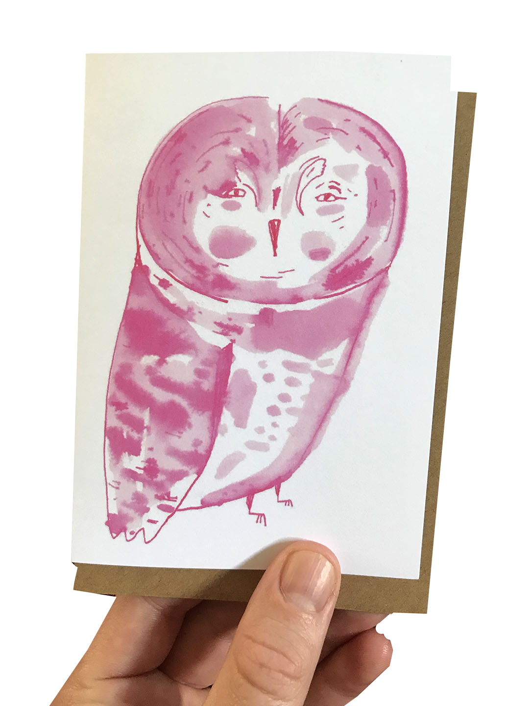 Pink Owl Notecard.