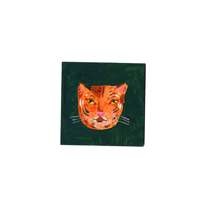 Tiger head, painting on board